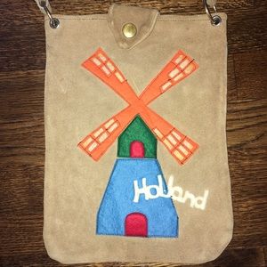 Vintage leather Holland/windmill tote/shoulder bag